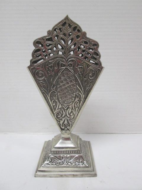 Aluminum Pierced Edge Footed Fan Vase