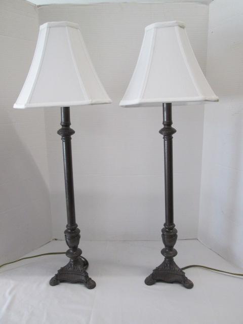 Pair of Gun Metal Finish Buffet Lamps