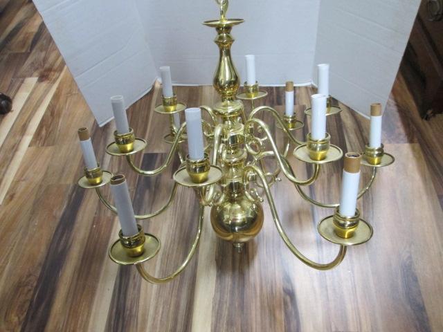 Brass 12 Arm Candlestick Chandelier