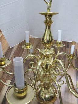 Brass 12 Arm Candlestick Chandelier