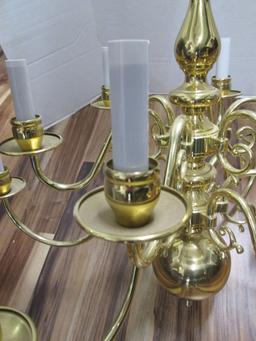 Brass 12 Arm Candlestick Chandelier