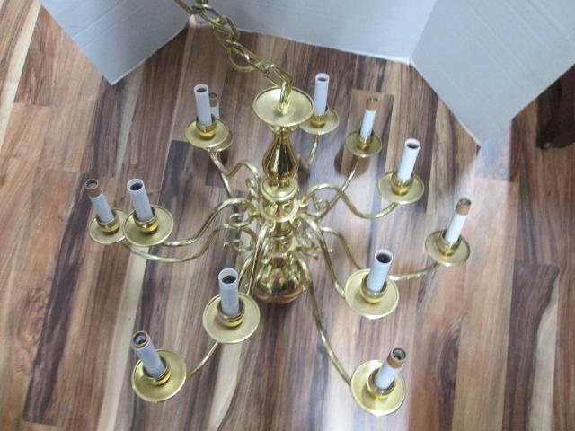 Brass 12 Arm Candlestick Chandelier