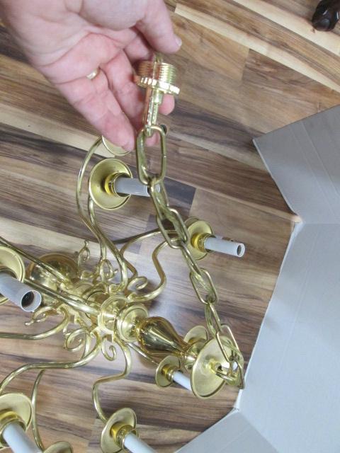 Brass 12 Arm Candlestick Chandelier