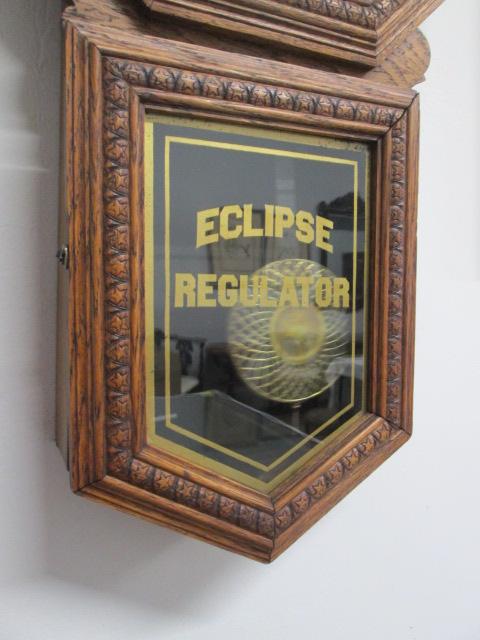 Antique Victorian Eclipse Oak Regulator Calander Clock