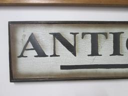 Distress Finish Wooden Hand Painted "Antiques" Sign