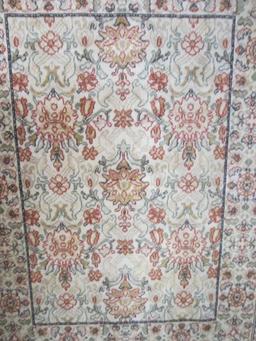 Beige and Rust Floral Design Area Rug