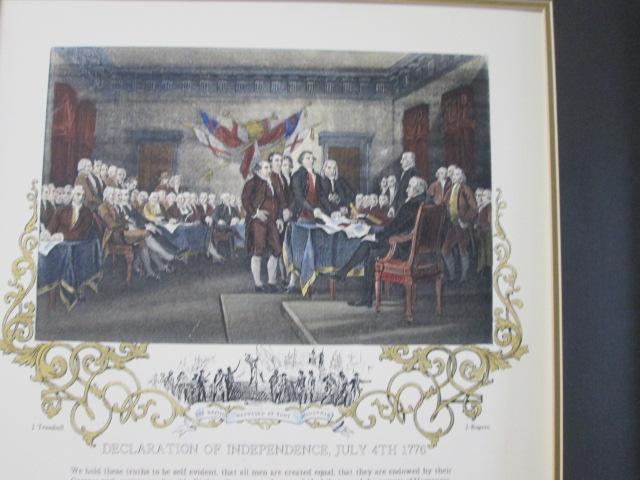 Gilt Framed J. Trumbull and J. Rogers "Declaration of Independence, July 4, 1776"