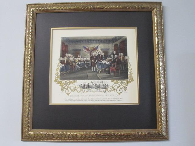 Gilt Framed J. Trumbull and J. Rogers "Declaration of Independence, July 4, 1776"