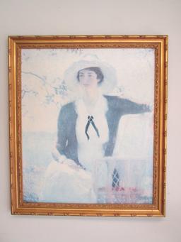 Gilt Framed Copy of Canvas Painting "My Daughter Elizabeth" by Weston Benson