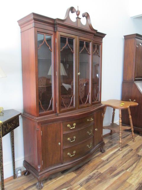 Georgian Reproductions Mahogany China Cabinet with Ball and Claw Feet