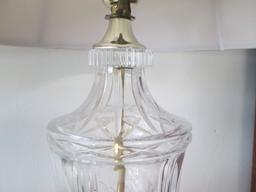 Pair of Crystal Table Lamps with Gold Tone Bases