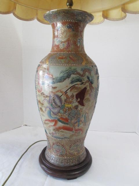 Vintage Moriage Handpainted Porcelain Urn Lamp