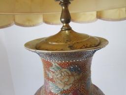 Vintage Moriage Handpainted Porcelain Urn Lamp