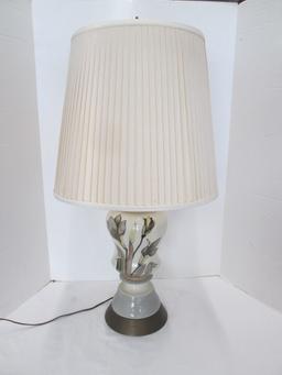 Vintage Midcentury Gibbs Signed Handpainted Porcelain Urn Table Lamp