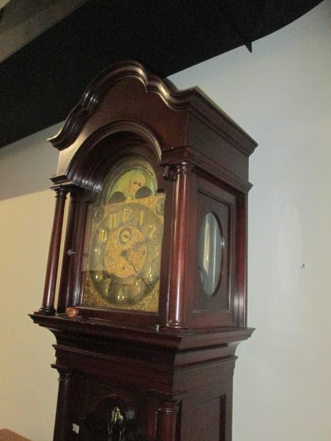 Imposing Antique Bailey, Banks and Biddle Mahogany Grandfather Floor Clock