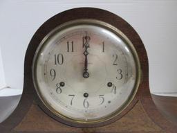 Vintage Seth Thomas Mahogany 8 Day Mantle Clock with Burlwood Accents