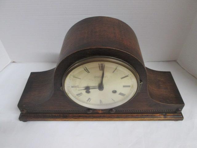 Vintage Camerer Cuss & Co. Oak Mantle Clock