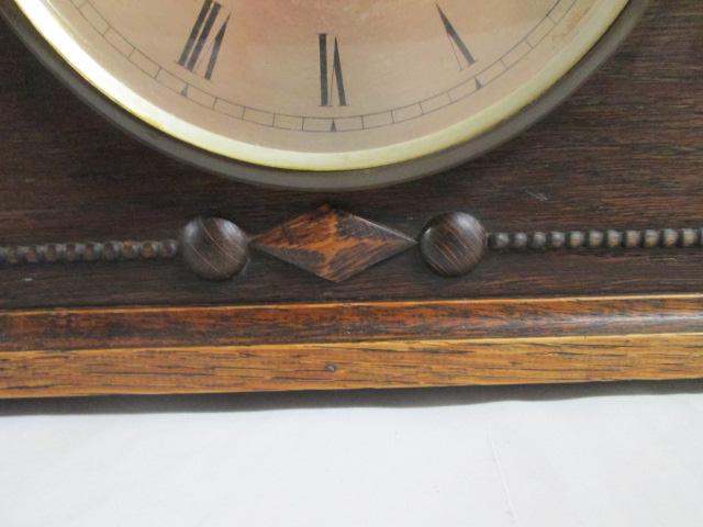 Vintage Camerer Cuss & Co. Oak Mantle Clock