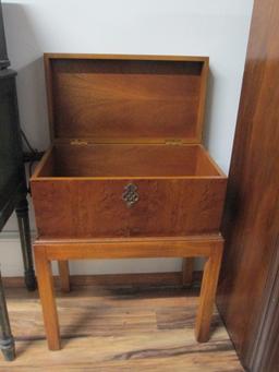 Vintage Burlwood Cellarette/Humidor on Stand