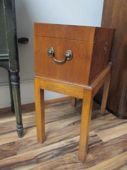 Vintage Burlwood Cellarette/Humidor on Stand