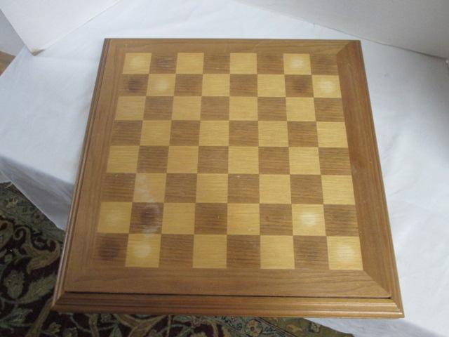 Oak Chess Board with Sculpted Revolutionary Era Chess Pieces