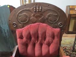 Antique Victorian Walnut Parlor Arm Chair