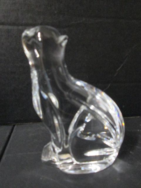 Waterford Crystal Cat Looking Up Figurine in Original Box