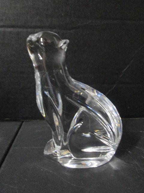 Waterford Crystal Cat Looking Up Figurine in Original Box