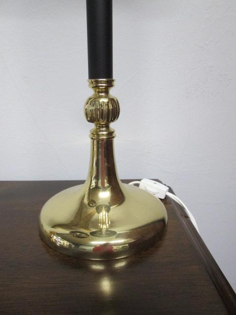 Pair of Black and Brass Candlestick Buffet Lamps