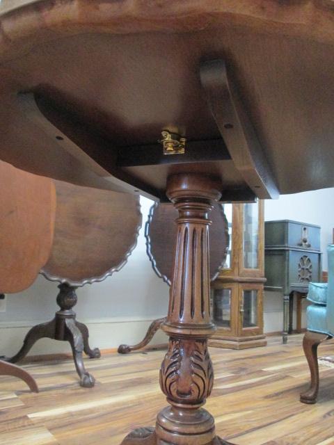 Carved Craftique Mahogany Pie-Crust Tilt Top Table with Ball and Claw Feet