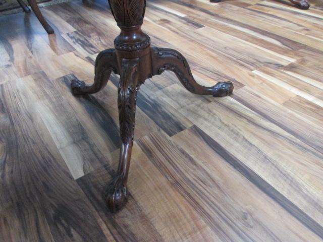 Henkel-Harris Mahogany Pie-Crust Tilt Top Table with Carved Ball and Claw Feet