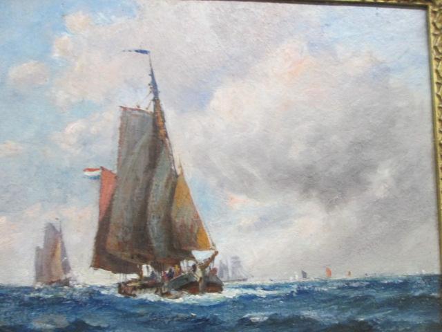 Gilt Framed Original Sailboat Seascape on Board