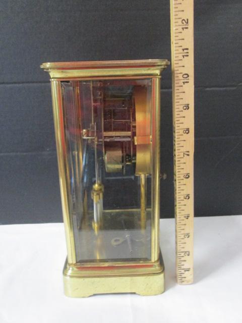 Vintage Seth Thomas Visible Escapement Brass 4 Glass Mantle Clock
