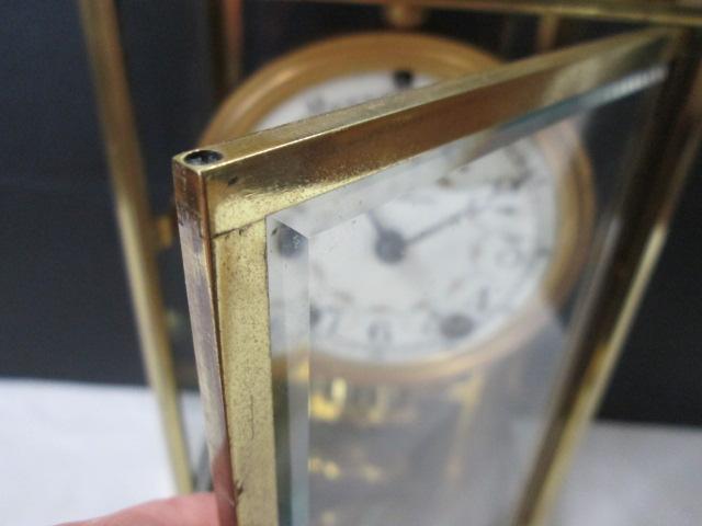 Vintage Seth Thomas Visible Escapement Brass 4 Glass Mantle Clock