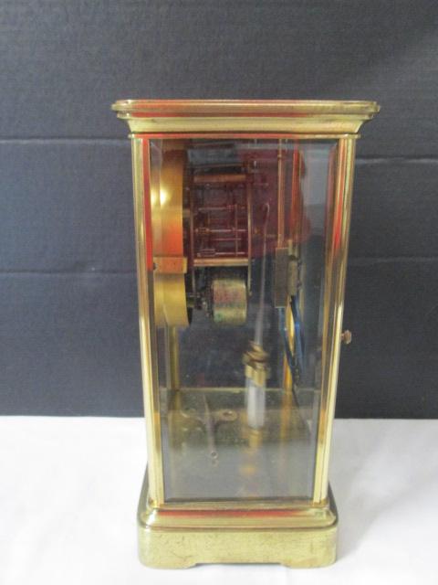 Vintage Seth Thomas Visible Escapement Brass 4 Glass Mantle Clock