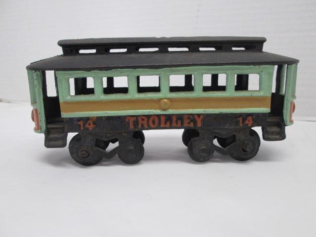 Handpainted Cast Metal Nostalgic #14 Trolley Car