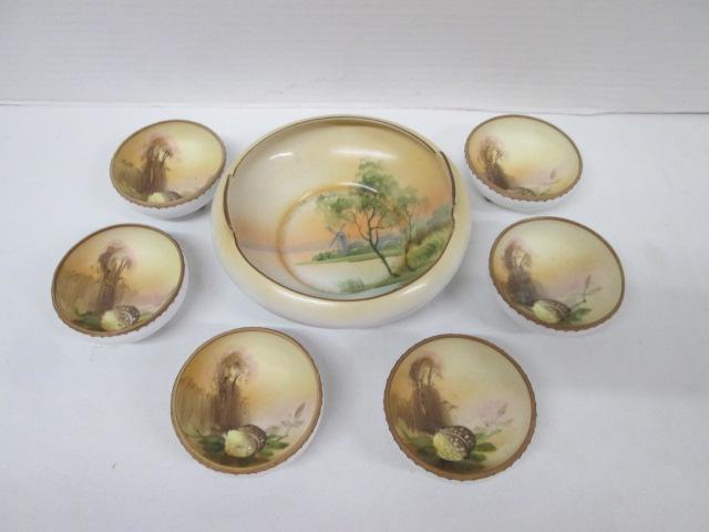 Vintage Handpainted Nippon Nut Dish Set