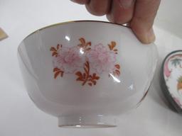 Hand Decorated Japanese Porcelain Bowls and Vase