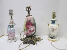 Three Electric Porcelain Lamps