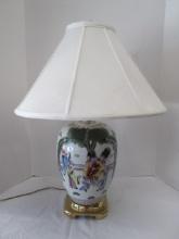 Porcelain Chinese Melon Jar Lamp with Brass Base