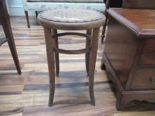 Antique Oak Bent Stool with Nail Heads