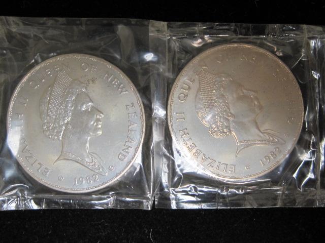 Lot of (2) 1982 $1 New Zealand Coins- 92.5% Silver