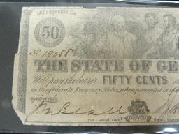 1863 50 Cent Confederate Note from Milledgeville, GA