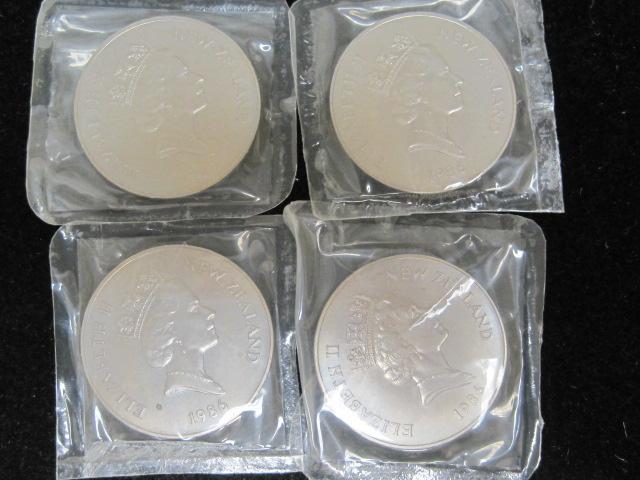 Lot of (4)1986 New Zealand $1 Coins- 92.5% Silver