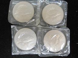 Lot of (4)1986 New Zealand $1 Coins- 92.5% Silver