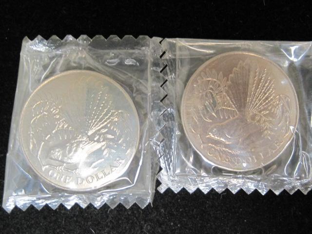 Lot of (2) 1980 New Zealand $1 Coins- 92.5% Silver