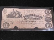 1861 $10 Confederate Note from Richmond, VA