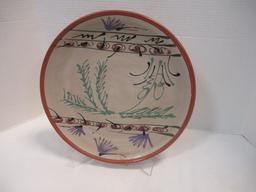 Signed Handpainted Terra Cotta Plate