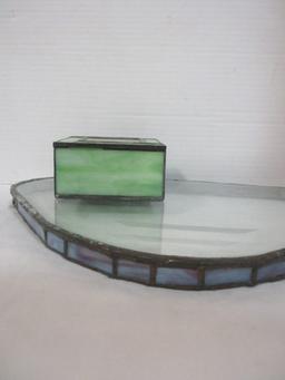 Stained Glass Trinket Box and Stained Glass Vanity Tray