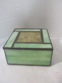 Stained Glass Trinket Box and Stained Glass Vanity Tray